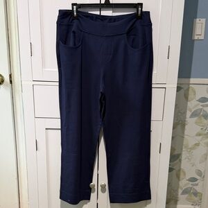 NWOT Belle by Kim Gravel Deep Blue Cropped Pants. Size 14.